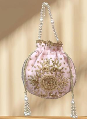 Pink Handmade Pearl Wedding Clutch