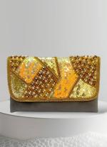 Pink Pouch with Gold Bead Accents & Zipper Pocket