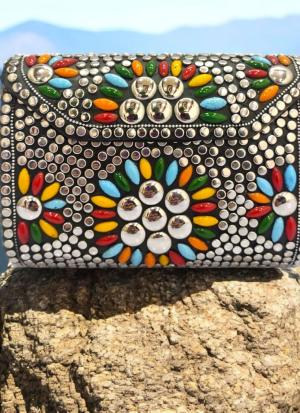 Silver Beaded Box Clutch