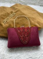 Maroon Handwork Zari Clutch