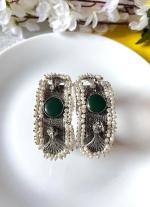 Silver Pearl Bracelets with Green Gemstone