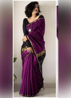 Silk Cotton Saree with Contrast Pallu