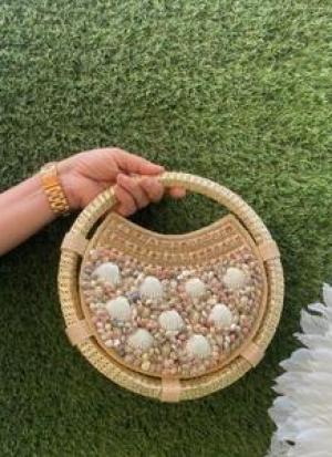 Beige And Golden Clutch