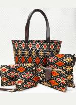 Multi Color Ikkat 5 Piece Hand Bag
