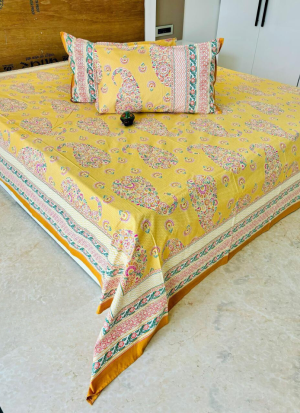 Yellow Floral Bed Sheet