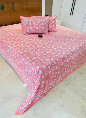 Pink Floral Bed Sheet