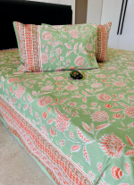 Green Floral Bed Sheet