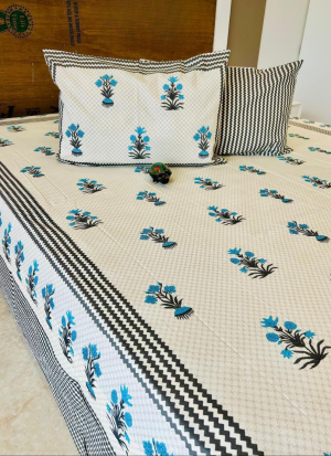 Blue Floral Bed Sheet
